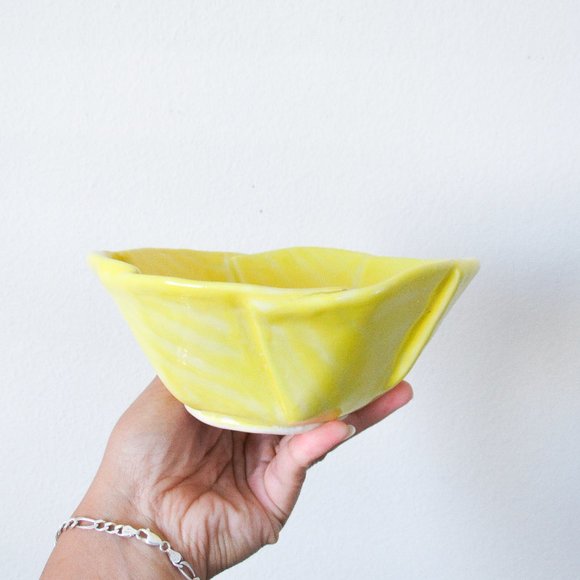 Sunny Yellow Handmade Ceramic Bowl Decorative Bowl Stylish Decor Retro Vintage - Picture 2 of 10